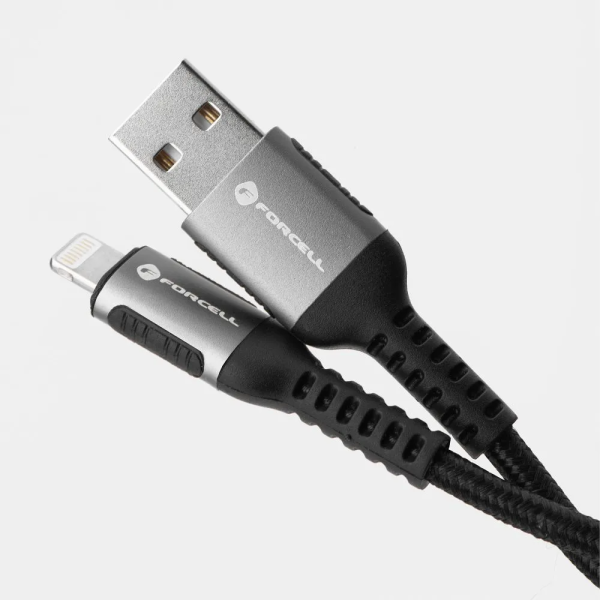 FORCELL F-ENERGY Câble nylon tressé USB-A vers Lightning 2,4A 12W 1,2m