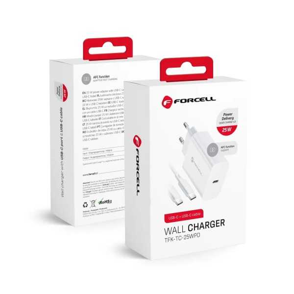FORCELL F-ENERGY Chargeur secteur USB-C avec câble USB-C vers USB-C...