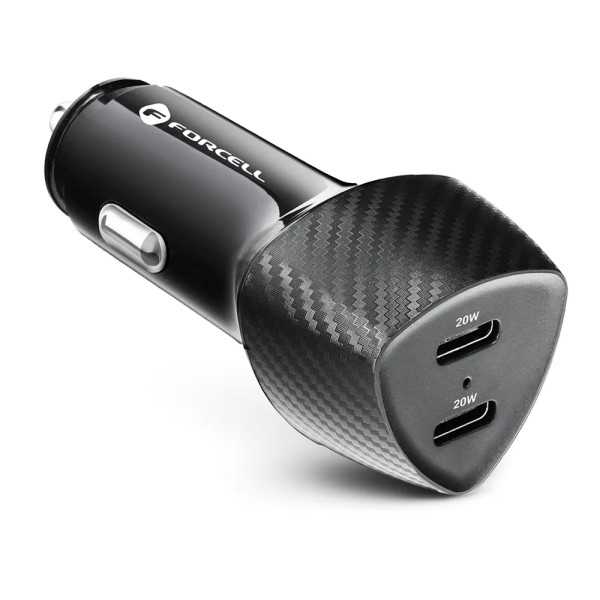 FORCELL F-ENERGY Chargeur adaptateur rapide carbone pour voiture 2x...