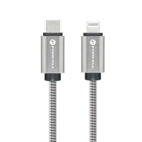 FORCELL F-ENERGY Câble métal charge rapide USB-C vers Lightning 27W 1m