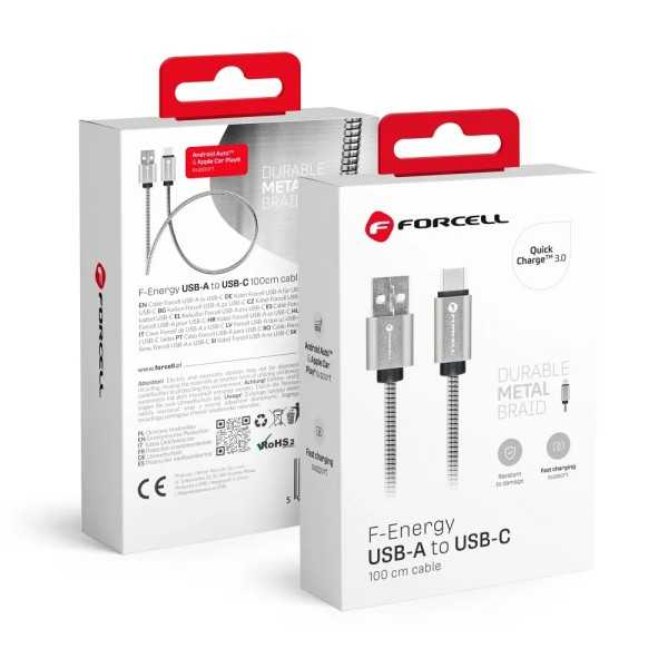 FORCELL F-ENERGY Câble charge rapide USB-A vers USB-C 2,4A 12W 1m