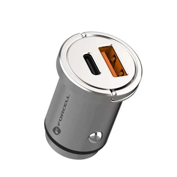 FORCELL F-ENERGY Mini chargeur adaptateur pour voiture USB-C + USB-...