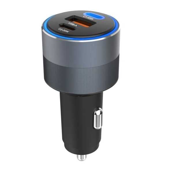 FORCELL F-ENERGY Chargeur adaptateur alu pour voiture 2x USB-C + US...