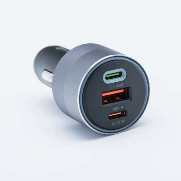 FORCELL F-ENERGY Chargeur adaptateur alu pour voiture 2x USB-C + US...