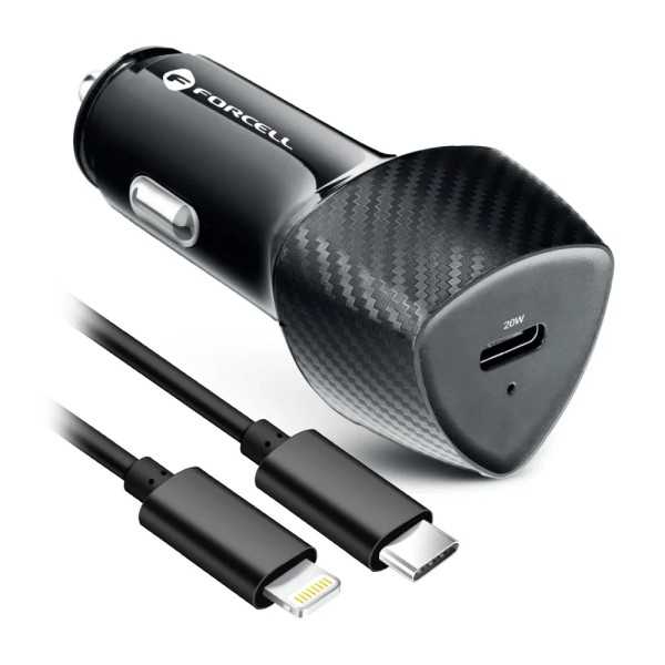 FORCELL F-ENERGY Chargeur adaptateur carbone pour voiture USB-C 20W...