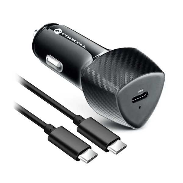 FORCELL F-ENERGY Chargeur adaptateur carbone pour voiture USB-C 20W...