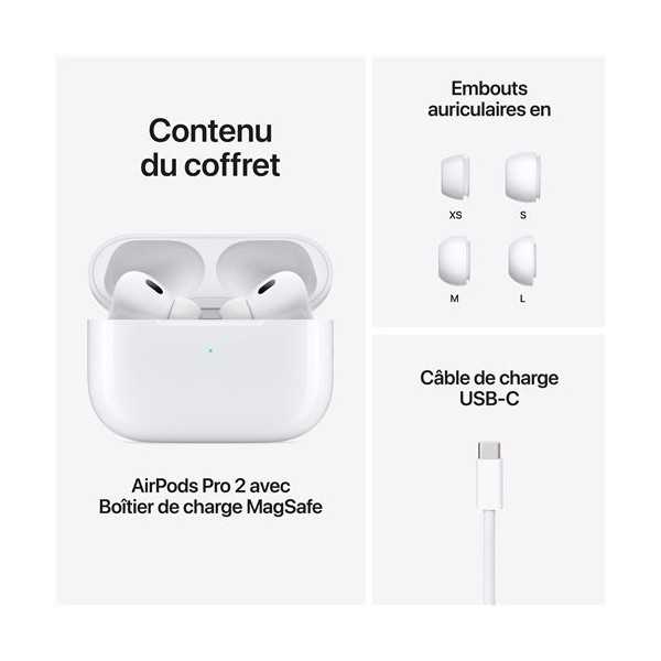 Contenu de la commande APPLE AirPods Pro 2 USB‑C (écouteurs 2ᵉ gen) Boîtier compatible MagSafe - Neuf