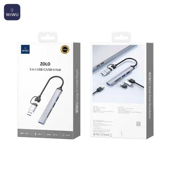 Hub Wiwu ZOLO Wi-HB003 5 en 1 Type-C & USB Gris