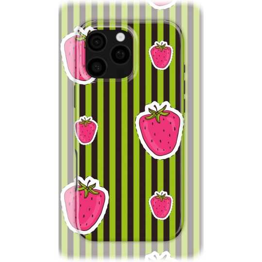 Striped Strawberries | Coque de téléphone 3D 2en1 Ultra-résistante