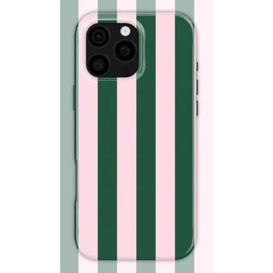 Pinky Green Stripes Case | Coque de téléphone 3D 2en1 Ultra-résistante