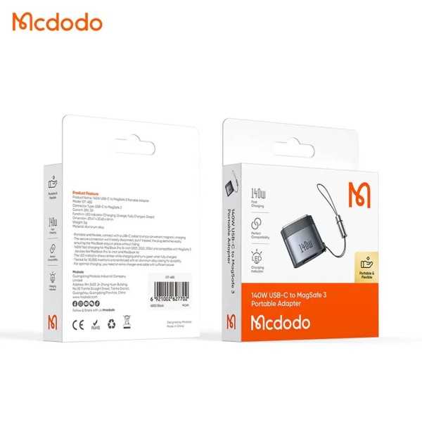 MCDODO Adaptateur OT-6850 Type-C vers Magsafe 3 140W Gris