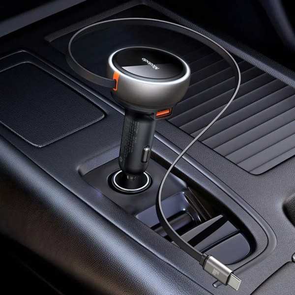 MCDODO Chargeur allume-cigare 80W avec câble USB-C rétractable 45W