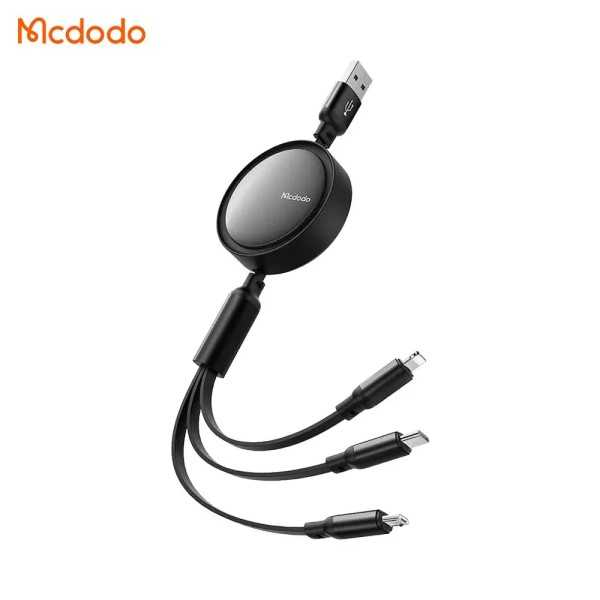 MCDODO Câble adaptateur 3-en-1 USB-A vers Lightning + Micro + USB-C...