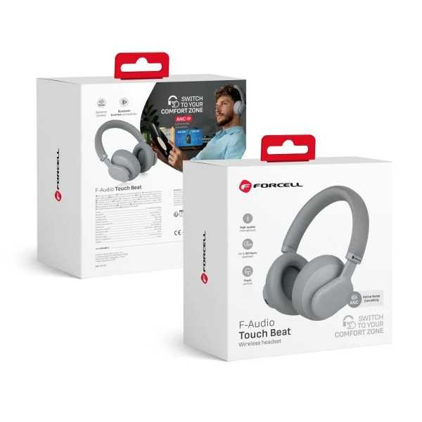 FORCELL F-Audio Casque bluetooth Touch Beat gris avec réduction de bruit active