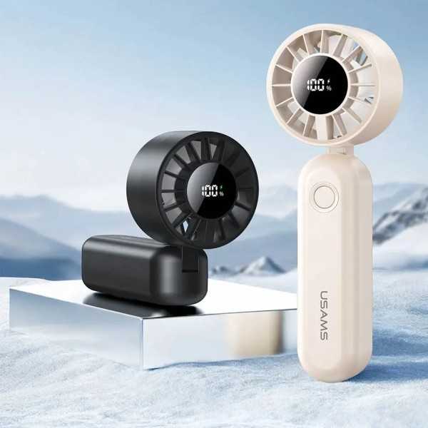 USAMS Mini ventilateur portable pliable à affichage numérique 1200mAh