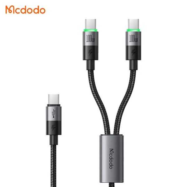 MCDODO Câble USB-C vers 2x USB-C 100W 1.5m Noir