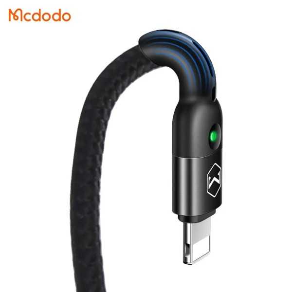 MCDODO Câble USB vers Lightning rétractable avec LED 1,8m Noir