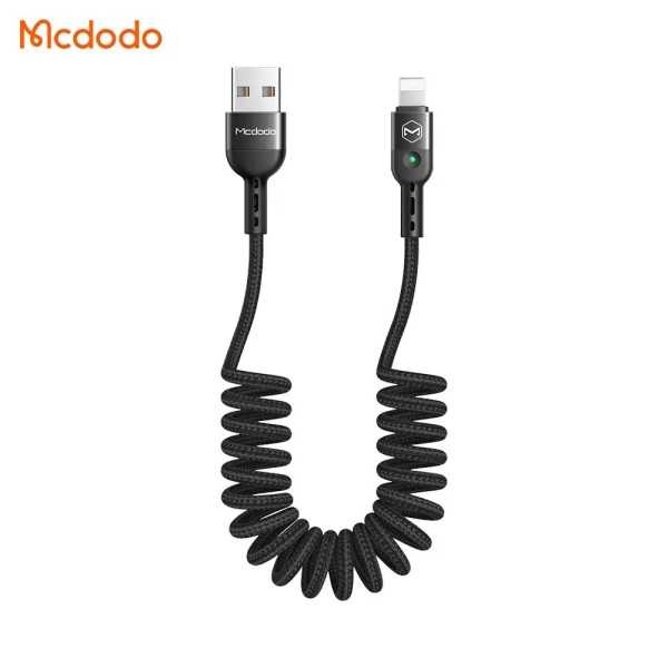 MCDODO Câble USB vers Lightning rétractable avec LED 1,8m Noir