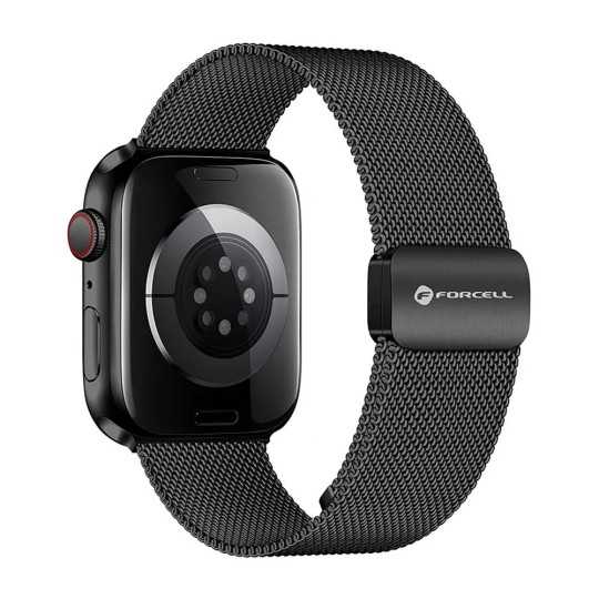 Bracelet APPLE Watch Milanais Noir en acier magnétique