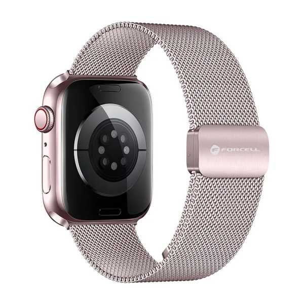 Bracelet APPLE Watch Milanais Rose en acier magnétique
