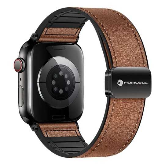 Bracelet APPLE Watch Moderne Marron magnétique en similicuir