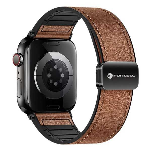 Bracelet APPLE Watch Moderne Marron magnétique en similicuir