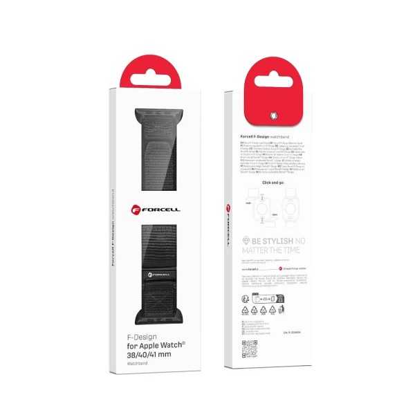 Emballage Bracelet APPLE Watch Boucle Trail Noir velcro en nylon 38-40-41-42 mm