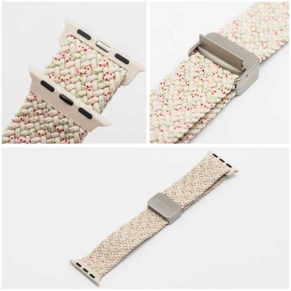 Bracelet APPLE Watch Boucle Unique Tressée Beige en nylon