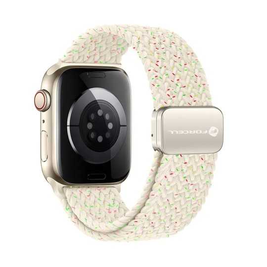 Bracelet APPLE Watch Boucle Unique Tressée Beige en nylon