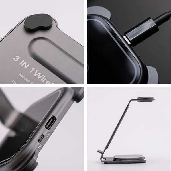 FORCELL F-ENERGY Support de charge 3 en 1 applewatch samsungwatch et qi