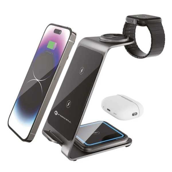 FORCELL F-ENERGY Support de charge 3 en 1 applewatch samsungwatch et qi