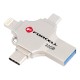 FORCELL F-DATA Clé USB 32Go multiports (USB-A, USB-C, Lightning, Micro-USB)
