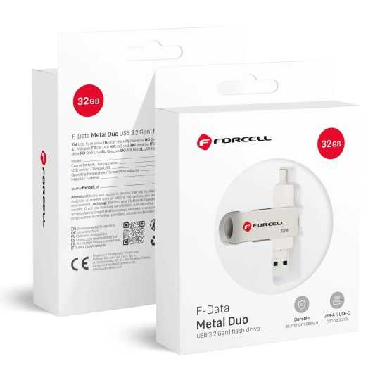 Emballage FORCELL F-DATA Clé USB double ports 32Go (USB, USB-C)