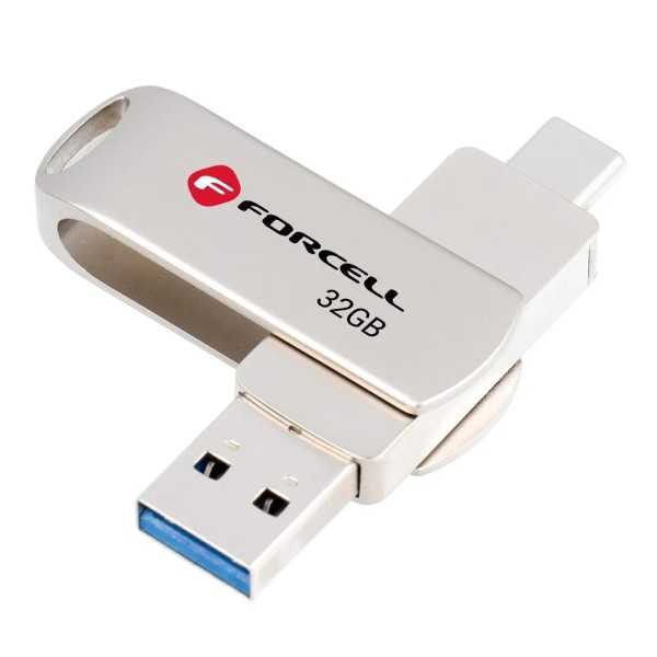 FORCELL F-DATA Clé USB double ports 32Go (USB, USB-C)