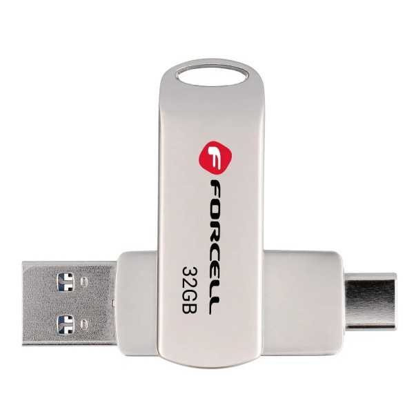 FORCELL F-DATA Clé USB double ports 32Go (USB, USB-C)