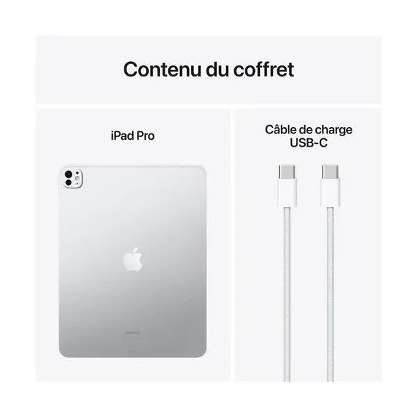 Contenu du coffret APPLE iPad Pro 13 Pouces (2024) Puce M4 Argent - Neuf