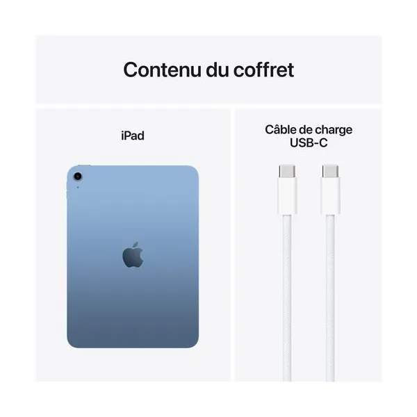 Contenu du coffret APPLE iPad 11ème génération (2025) Puce A16 Bleu - Neuf