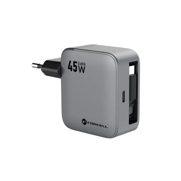 FORCELL F-Energy Chargeur mural 45W USB-C + câble USB-C intégré