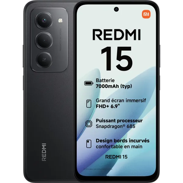 XIAOMI Redmi 15 Noir - Neuf