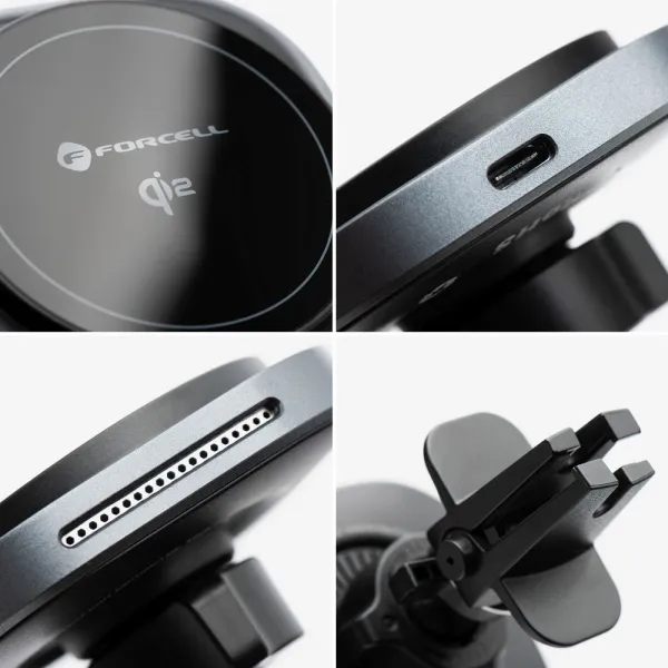 FORCELL F-GRIP Support de téléphone magnétique compatible Magsafe et induction pour grille de ventilation