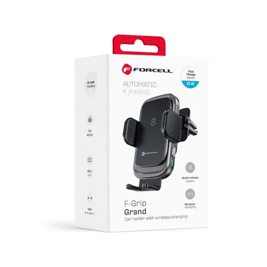FORCELL F-GRIP Support de téléphone ajustable avec charge à induction pour grille de ventilation voiture