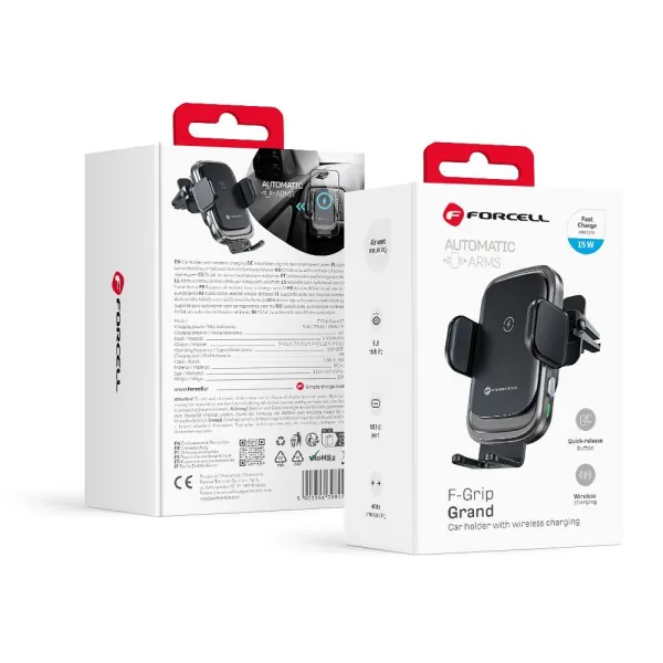 FORCELL F-GRIP Support de téléphone ajustable avec charge à induction pour grille de ventilation voiture