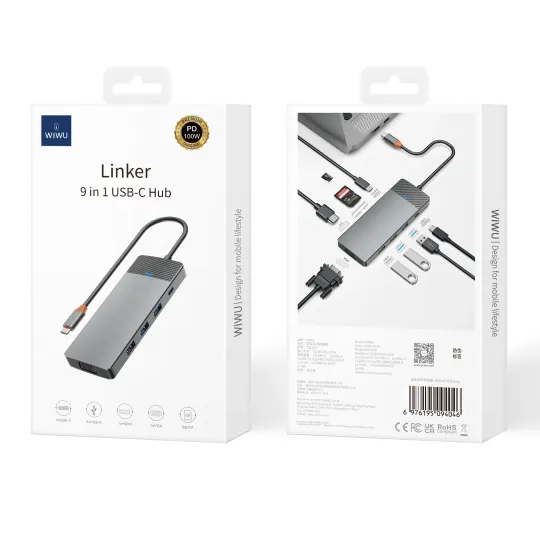 Emballage WIWU HUB USB-C 9 en 1 multifonction