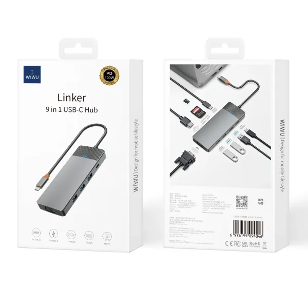 Emballage WIWU HUB USB-C 9 en 1 multifonction
