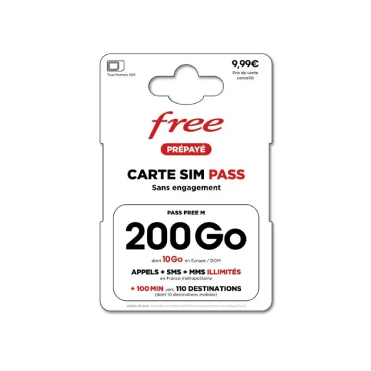Carte SIM Free prépayée Pass M