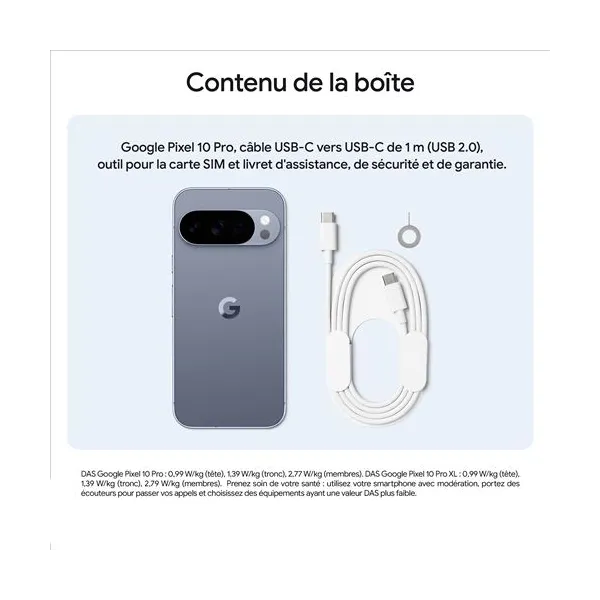 Contenu de la boîte GOOGLE Pixel 10 Pro - Neuf