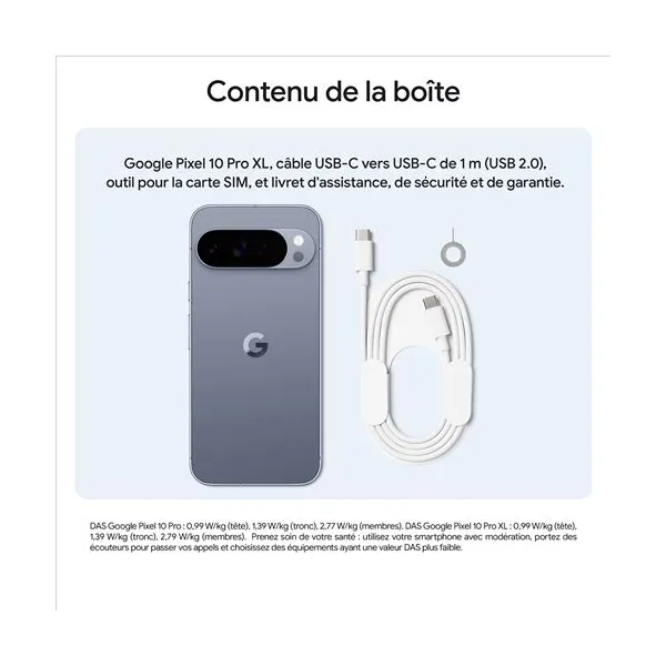 Contenu de la boîte GOOGLE Pixel 10 Pro XL - Neuf