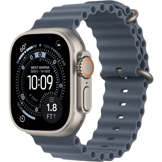 APPLE Watch Ultra 3 Bracelet Océan Bleu Boitier Titane naturel