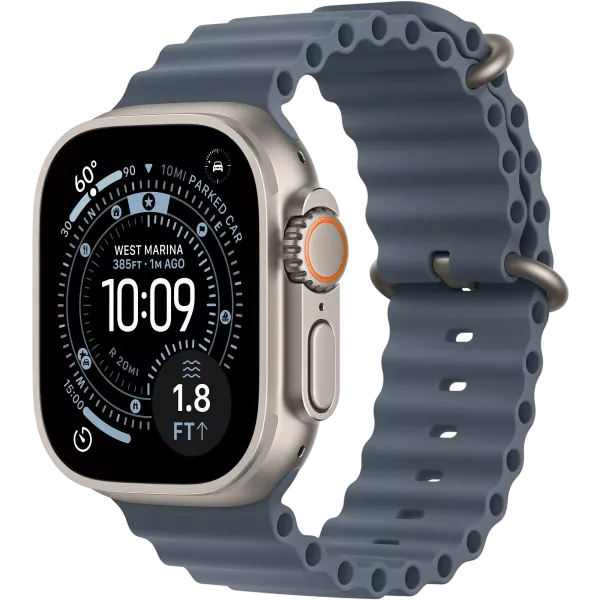 APPLE Watch Ultra 3 Bracelet Océan Bleu Boitier Titane naturel