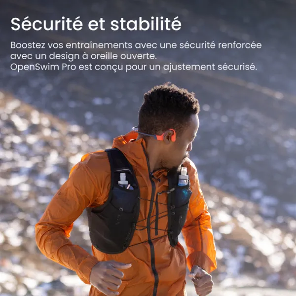 SHOKZ OpenSwim Pro - Ecouteurs bluetooth TWS à conduction osseuse corail